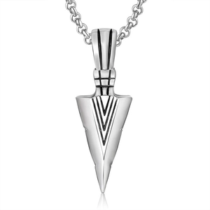 Men's Stainless Steel Arrowhead Pendant Necklace Vintage Geometric Triangle Arrow Charm Jewelry For Daily Streetwear