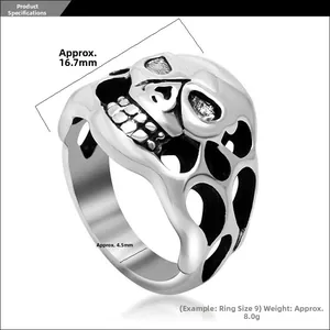 Gothic skull ring dimensions showing 16.7mm top width and 4.5mm band width details