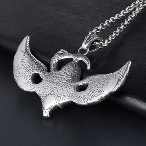 Gothic flying grim reaper wings pendant necklace in polished punk style stainless steel