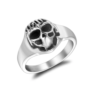Bague Crâne en Acier Inoxydable Vintage pour Hommes Bague Biker Gothique Punk Vieilli Bijoux de Mode Cadeau de Personnalité