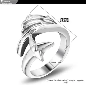 Vue détaillée de la bague aile d'ange indiquant 22,8 mm de haut et 3,8 mm de large