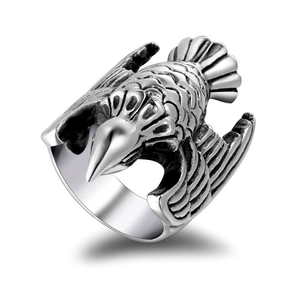 Vintage Eagle Ring Stainless Steel Flying Bird Punk Gothic Style Biker Jewelry For Men Women Domineering Animal Ring Gift