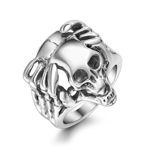 Retro Gothic Skull Ring For Men Titanium Steel Skeleton Hand Wrap Punk Rock Biker Finger Ring Fashion Jewelry Gift