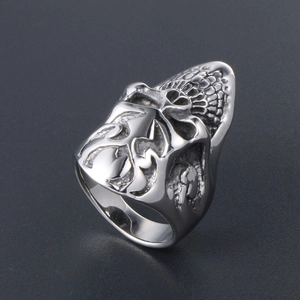 Gothic punk skull ring made of durable titanium steel with a biker style polished finish