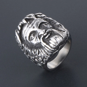 Anello punk gotico da uomo con rilievo dettagliato di capo indiano vintage in acciaio