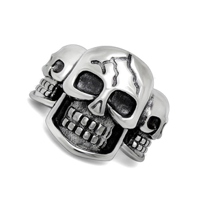 Vintage Punk Skull Ring For Men Titanium Stainless Steel Gothic Biker Finger Ring Rock Jewelry Retro Distressed Style