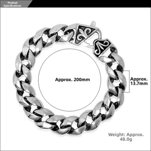 Spécifications du bracelet gourmette en acier titane avec dimensions et poids précis