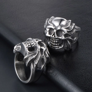 Gothic skull rings in vintage silver finish made of high-quality titanium steel
