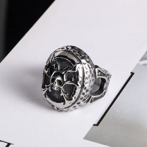 Vintage Skull Titanium Steel Ring Gothic Punk Rock Antiqued Silver Stainless Steel Ring For Men Personalized Jewelry Gift