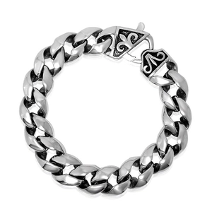 Bracelet Chaîne Cubaine en Acier Inoxydable pour Hommes Fermoir Fleur De Lys Rétro Gothique Hip Hop Punk Bijoux Cadeau