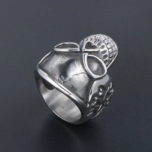 Vintage gothic skull ring for men made of durable cast stainless steel in punk rock style
