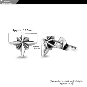 Detailed technical diagram showing dimensions and weight for octagonal star stud earrings