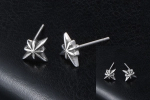Macro shot of 3D star-shaped titanium steel studs with vintage textured finish