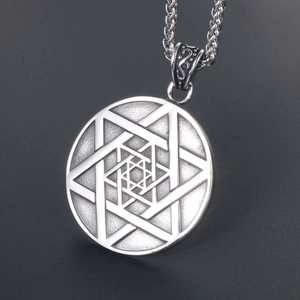 Collier rétro pour hommes en acier inoxydable avec pendentif étoile à six branches