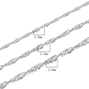 Unisex Stainless Steel Water Wave Singapore Chain Necklace Silver Twisted Link Chain For Men Women Minimalist Jewelry Gift