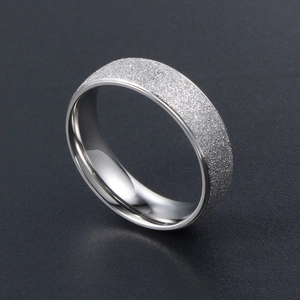 Titanium steel ring with frosted sand finish and polished inner surface for couples