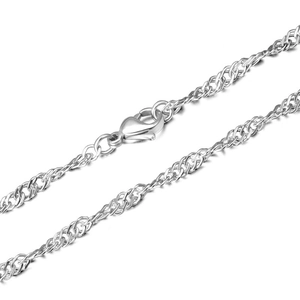 Fashionable silver water wave chain necklace with a lobster clasp for men and women