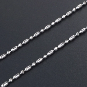 Collier unisexe en acier inoxydable poli avec maillons de cylindre de bambou
