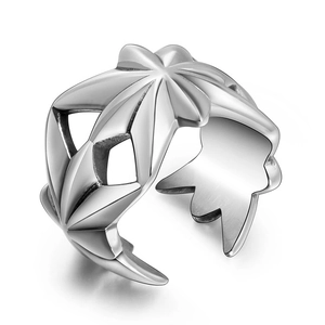 Vintage Punk Edelstahl Hohl Blatt Kreuz Verstellbarer Ring Für Herren Damen Übertrieben Gothic Rock Finger Schmuck Geschenk