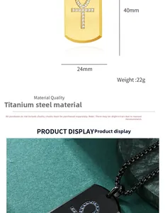 Detailed specs of the titanium steel rectangle pendant with dimensions and weight info