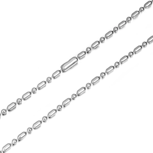 Collier chaîne en acier inoxydable poli avec perles de bambou pour hommes et femmes