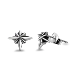Minimalist Titanium Steel Eight Pointed Star Stud Earrings 925 Sterling Silver Post Geometric Polished Star Earrings For Men Women