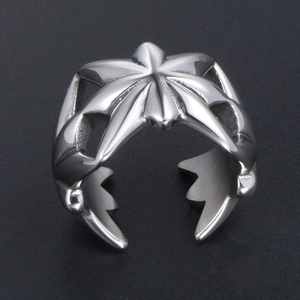 Retro hohl geschnitzter Sternring in Silber mit verstellbarem offenem Band für Herren