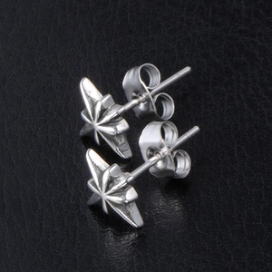 Polished silver octagonal star stud earrings made of titanium steel for men and women