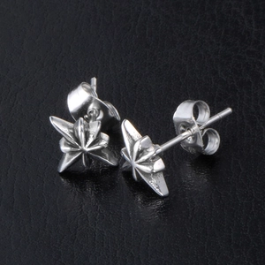 Minimalist octagonal star stud earrings in silver titanium steel with textured finish