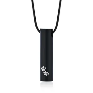 Stainless Steel Pet Cremation Jewelry Ashes Urn Necklace For Pet Dog Cat Cylinder Pendant Memorial Keepsake Necklaces