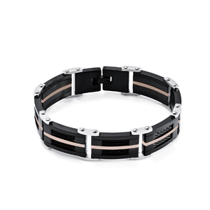 Bracelet pour homme en acier titane avec incrustation de fils à cinq couches et maillons