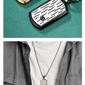 Detailed close-up of water ripple texture on square titanium steel dog tag pendant