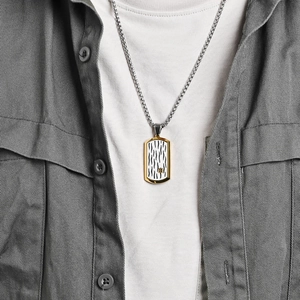 Men's titanium steel ripple military dog tag necklace with tricolor plating and thick chain