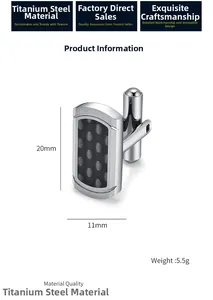Technical drawing of titanium steel carbon fiber cufflinks with 20mm x 11mm dimensions