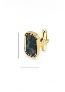 Detailed view of carbon fiber cufflinks with gold metal frame showing 20mm dimensions