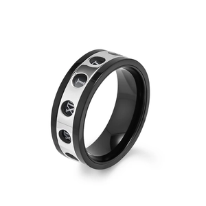 Bague homme bicolore en acier inoxydable avec chiffres romains et anneau rotatif