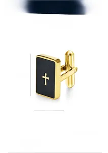 Macro detail of rectangle cross cufflinks showing 18mm by 12mm dimensions and 6.5g weight