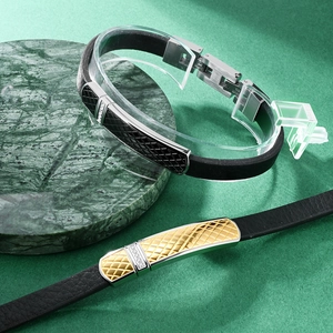 Bracelet pour Hommes en Acier Inoxydable Texture Écailles de Dragon Cuir Artificiel Avec Strass Bijoux Mode Punk