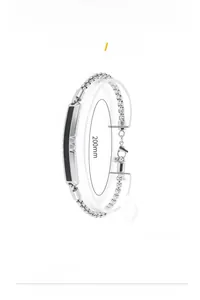 Macro detail of men titanium steel bracelet with black plate and size 200mm specs