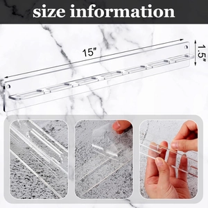 Wall-mounted clear acrylic sunglasses organizer rack with multi-hole storage design