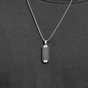 Men's hip hop industrial pendant necklace with screw detail on black knitwear