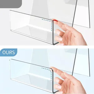 Clear acrylic book display stand featuring safe rounded edges for desk organization