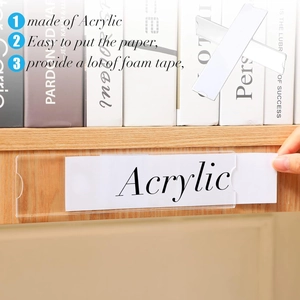 Clear acrylic wall sign holder with adhesive foam tape for horizontal name plate display