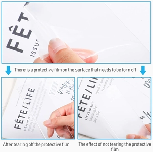 Clear acrylic wall sign holder with protective film and adhesive tape for easy mounting