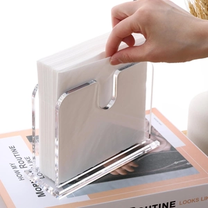 Vertical clear acrylic cocktail napkin holder for kitchen and dining table home decor