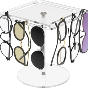 Rotating acrylic sunglasses display stand with multi-pair vertical hanging racks