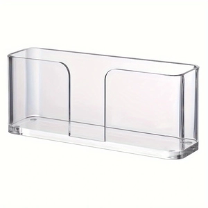 Minimalist transparent acrylic guest towel napkin holder with u-cut design for desk