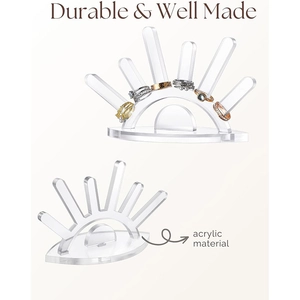 Acrylic evil eye ring display stand with multi-tier pillars for jewelry organization