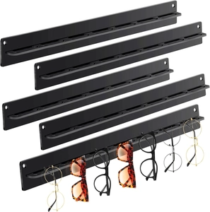 Set of 5 wall mounted acrylic sunglasses organizers in matte black finish