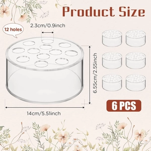 6 PCS 12-hole clear acrylic floral centerpiece round vases for wedding table decor
